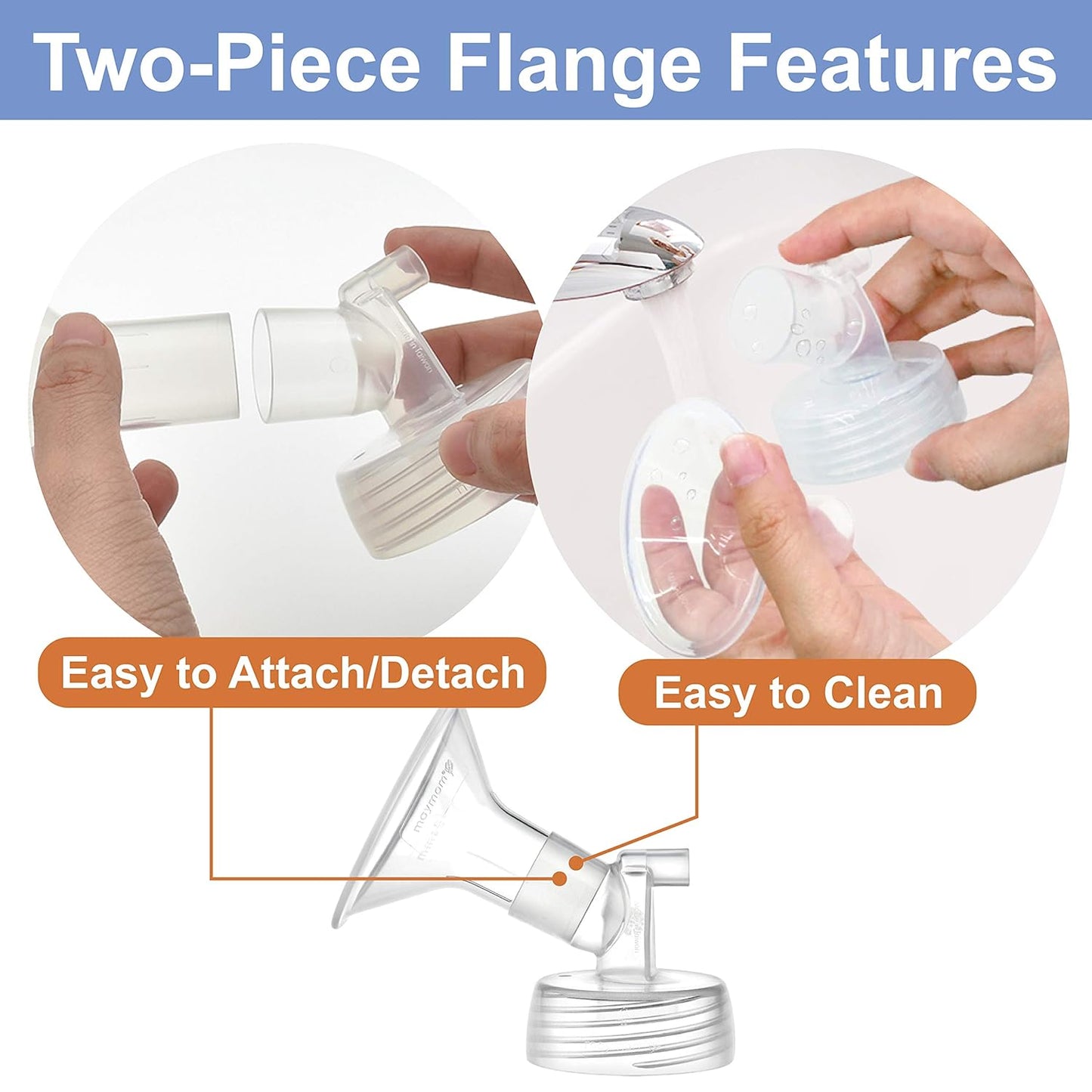 Breast Pump flange Crater Series 15 mm (2) Two-Piece