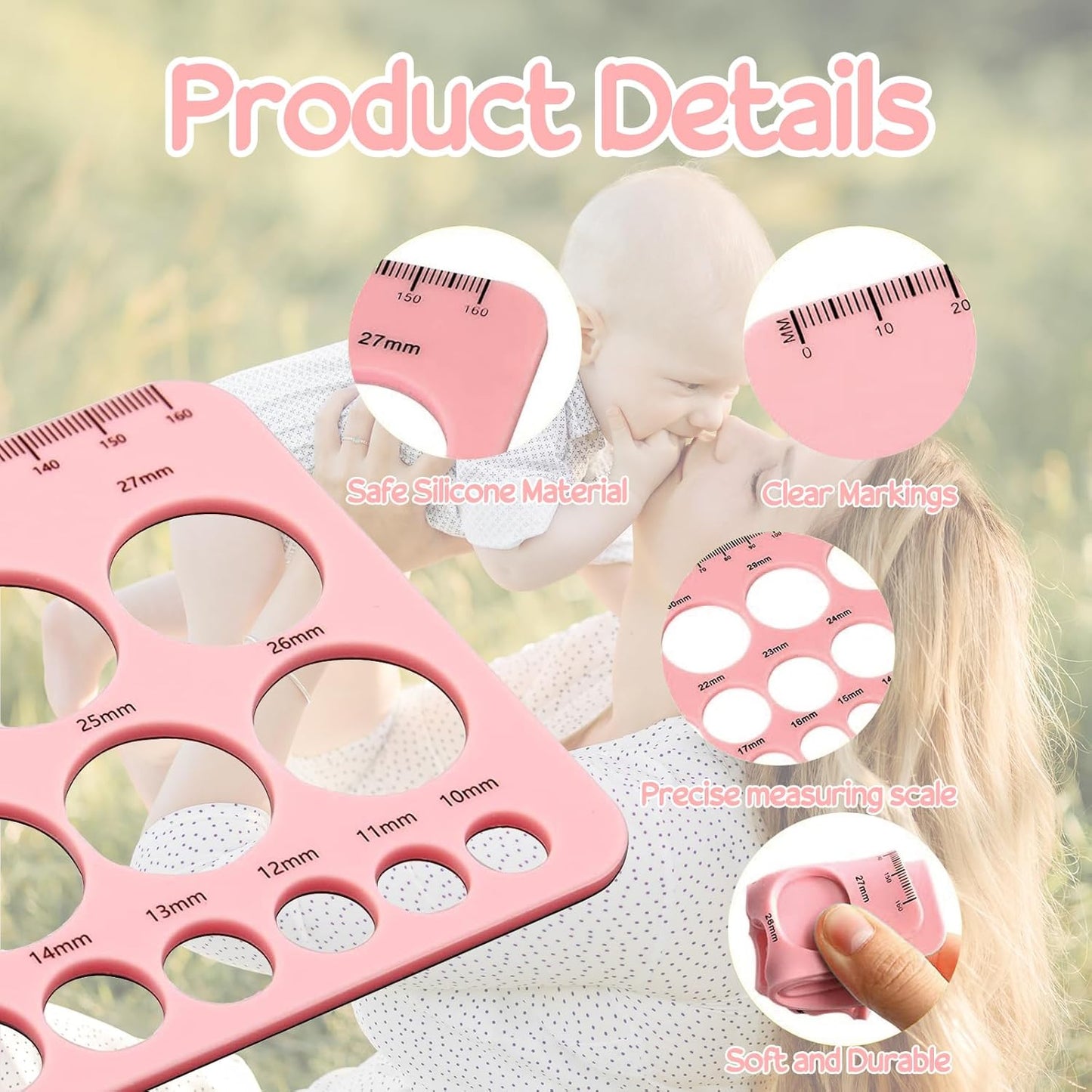 Nipple Ruler, Flange Sizing Measurement Tool, Soft Silicone Flange Size Measuring tool